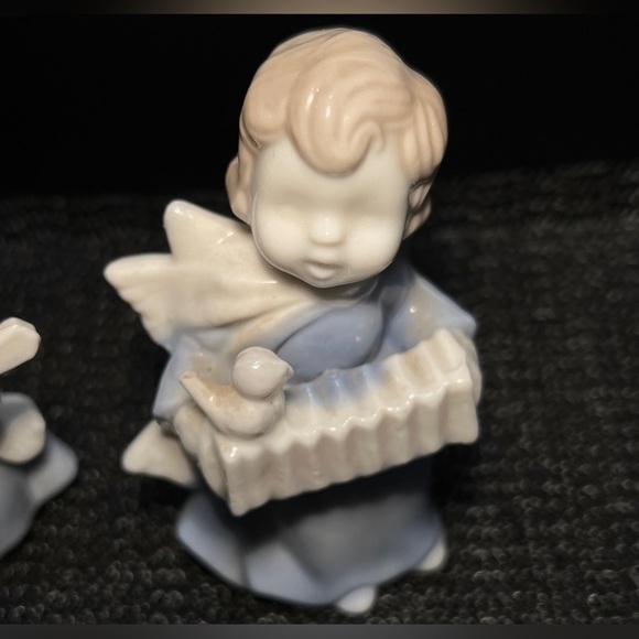 Set (2) Vintage Sanmyro Japan Porcelain Songbird Angels Mandolin Concertina 3.5” - Picture 9 of 12